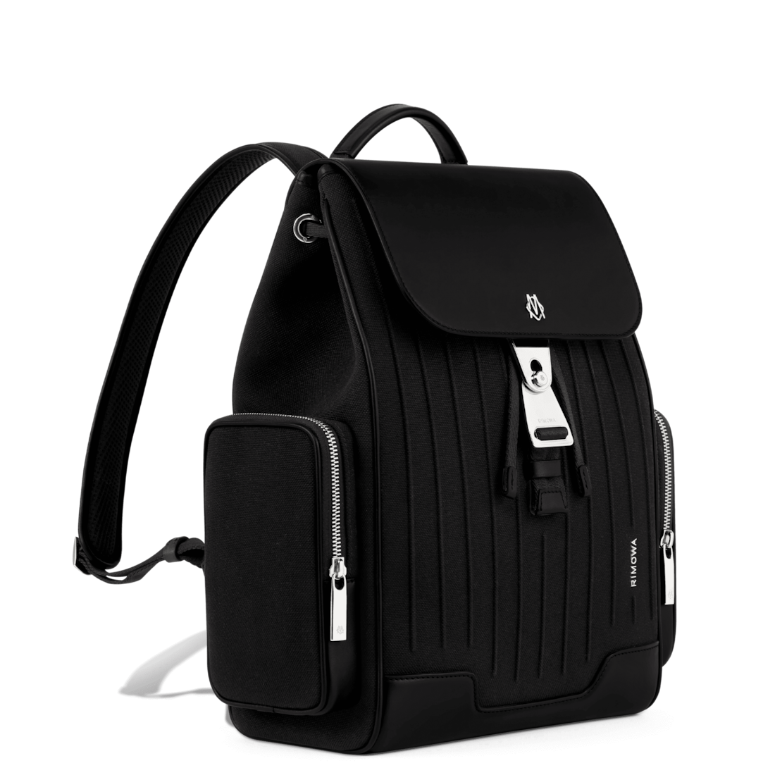 Never Still Small Flap Backpack in Leather & Canvas - Black | RIMOWA