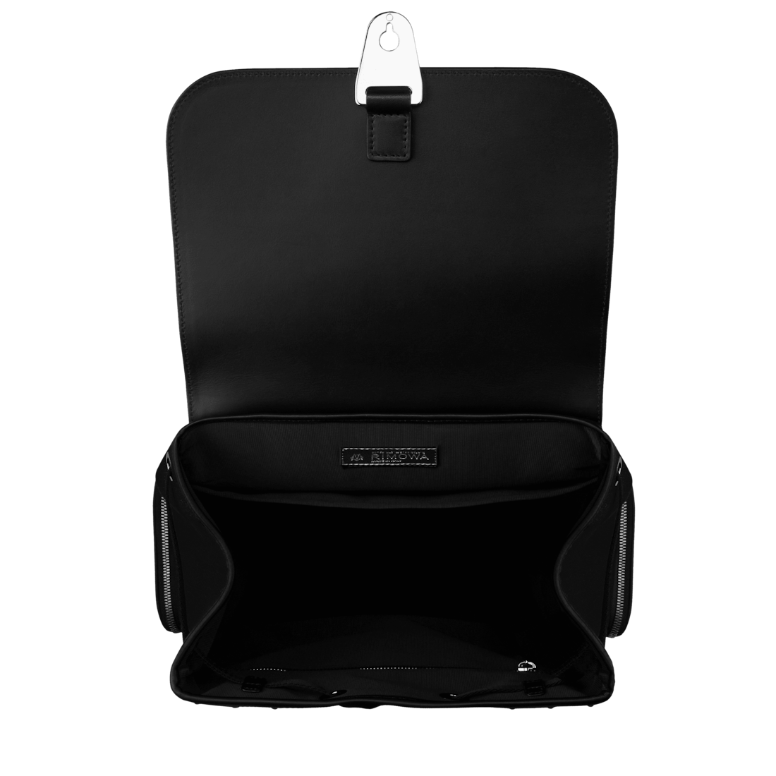 Never Still Small Flap Backpack in Leather & Canvas - Black