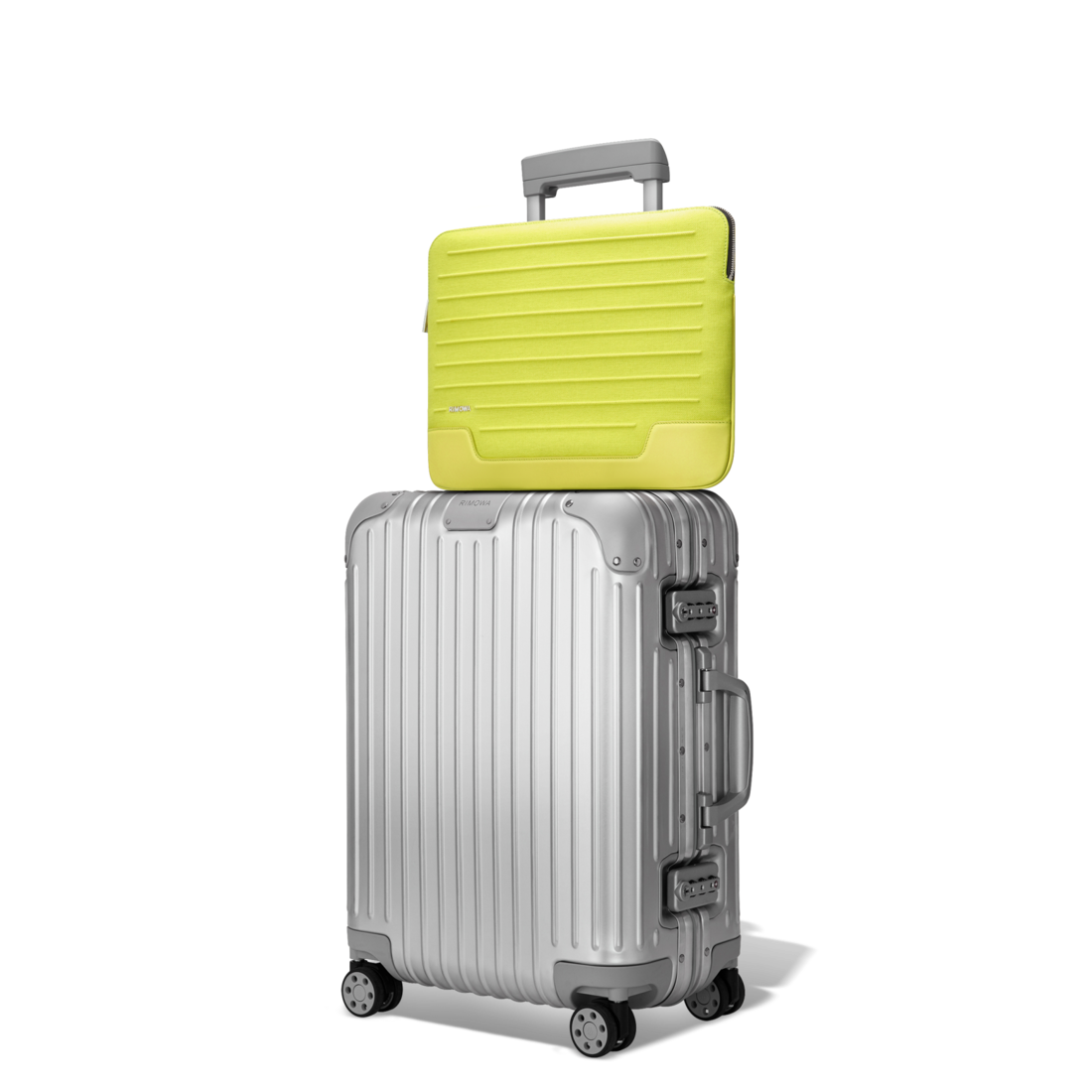 Flat Pouch Laptop Bag in Leather & Canvas | Saffron Yellow | RIMOWA
